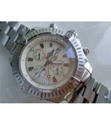 Breitling Blacksteel Super Avenger 48MM-White Dial White Subdials-Stainless Steel Pro II Strap