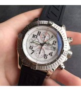 Breitling Blacksteel Super Avenger 48MM 2009 Designs-White Dial White Subdials-Black Rubber Strap