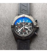 Breitling Blacksteel Super Avenger Limited Edition-Black Dial Black Subdials-Black Rubber Strap 