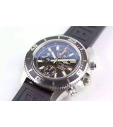 Breitling SuperOcean Swiss Automatic Chronograph-Orange Hand Black Rubber Strap