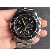 Breitling SuperOcean Swiss Automatic Chronograph-Yellow Hand SS Strap
