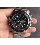 Breitling SuperOcean Swiss Automatic Chronograph-Blue Hand SS Strap