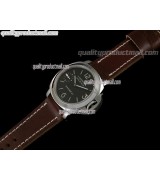 Panerai PAM111 Handwound Watch-Black Dial/Subdials-Brown Calf Leather Strap