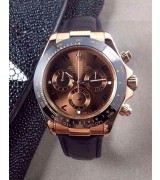 Rolex Daytona Swiss Chronograph -Brown Dial 3 Functional Sub Dial-Black Leather Strap