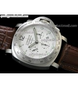 Panerai Luminor Daylight PAM251 Chronograph-White Dial, White Subdials-Brown Leather Strap