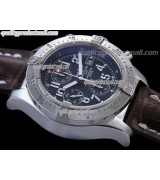 Breitling Skyland Avenger Chronograph-Black Dial Black Subdials-Brown Leather Bracelet