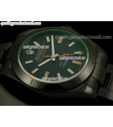 Rolex Milgauss ETA Pro Hunter Swiss Watch-Black Dial Index Hour Markers-Black PVD Coated Stainless Steel Bracelet