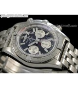 Breitling Chronomat B01 Ultimate 316F Chronograph-Black Grey Dial Silver Subdials Index Hour Markers-Stainless Steel Bracelet