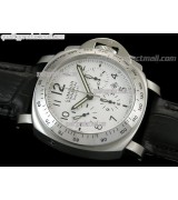 Panerai Luminor Daylight PAM188 Chronograph-MOP White Dial/Subdials-Black Leather Strap