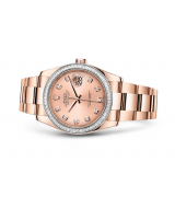 Rolex Datejust Swiss Automatic Watch 36mm Rose Gold Pink Dial