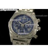 Breitling Chronomat B01 Chronograph-Blue Dial Roman Numeral Hour Markers-Stainless Steel Bracelet