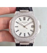 Patek Philippe Nautilus Automatic Watch Diamonds Bezel 40mm