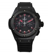 Hublot King Power Chronograph-Grey Texture Dial Red Index Hour Markers-Black Rubber Strap