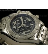 Breitling Chronomat B01 Chronograph-Black Dial-Roman Numerals-Stainless Steel Bracelet