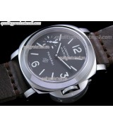 Panerai PAM 005 Handwound Watch-Black Dial/Subdials-Calf Walnut Brown Strap