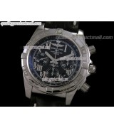 Breitling Chronomat B01 Chronograph-Black Dial Roman Numeral Markers-Black Leather Strap