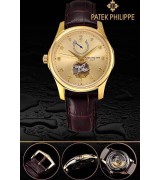 Patek Philippe 2015 Basel Complication Automatic Watch-Diamonds Markers Golden Dial-Brown Leather Strap