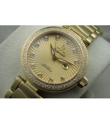 Omega Deville Ladymatic Diamonds Automatic Watch Full Yellow Gold 34mm