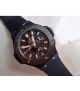Hublot Big Bang All Black Magic Limited Edition Chronograph-Black Carbon Dial Silver Hour Markers-Black Rubber Strap