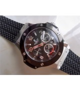 Hublot Big Bang Chronograph-Black Dial Numeral Hour Markers-Black Rubber Strap