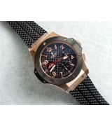 Hublot Big Bang TUIGA Special Edition Chronograph 18K Rose Gold-Black Carbon Fibre Dial-Black Rubber Strap