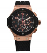 Hublot Big Bang Swiss Automatic Watch-Numeral Hour Markers-Black Rubber Bracelet