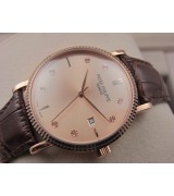 Patek Philippe Calatrava Rose Gold Diamond Marker Leather Strap Swiss 2824 Automatic Watch 