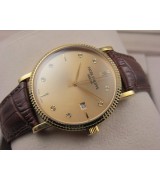 Patek Philippe Calatrava Leather Strap Yellow Gold Diamond Marker Swiss 2824 Automatic Watch 