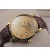 Patek Philippe Calatrava Leather Strap Yellow Gold Diamond Marker Swiss 2824 Automatic Watch 