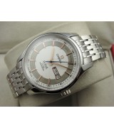 Omega De Ville Automatic Watch - White Dial With Golden Stick Marker - Stainless Steel Strap