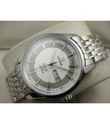 Omega De Ville Automatic Watch - White Dial With Stick Marker - Stainless Steel Strap