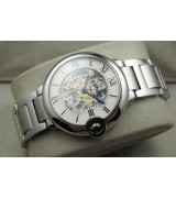 Cartier Ballon Bleu Automatic Watch-Skeleton Dial-Stainless Steel Strap