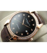 Vacheron Constantin Malte Swiss 2824 Movement Rose Gold Diamond Bezel Watch-Black