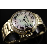 Cartier Ballon Bleu Swiss ETA 2671Automatic Watch Pink Dial Diamonds Bezel Full Gold