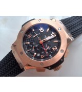 Hublot Big Bang Chronograph 18K Rose Gold-Black Checkered Dial Batten-Black Rubber Strap