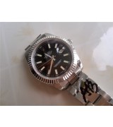 Rolex Datejust II 41mm Swiss Automatic Watch-Black Dial Index Hour Markers-Stainless Steel Oyster Bracelet