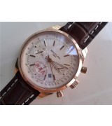 Breitling Swiss Automatic Watch-Rose Gold Casing-Brown Leather Strap