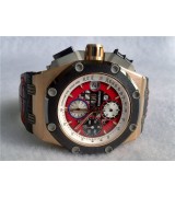 Audemars Piguet Royal Oak Ruben Barichello II 18K Rose Gold-Red Perforated Dial Index Hour Markers