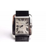 Cartier Tank Anglaise Swiss Automatic Watch For Men-Black Leather Strap