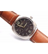 Panerai Radiomir 8 Days Swiss Watch Black Dial Brown Leather Strap