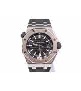 Audemars Piguet Royal Oak Swiss Automatic Watch Black Dial Black Rubber Strap