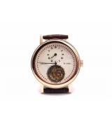 Breguet Grand Complication Tourbillon Swiss Handwound Watch-Rose Gold-Brown Leather Bracelet