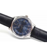 Omega De Ville Swiss Automatic Watch-Dark Blue Dial-Black Leather Bracelet