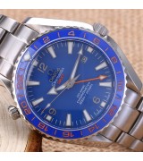 Omega Sea-Master GMT Automatic Watch-Ceramic Bezel-Blue Dial With Red GMT Hand-Stainless Steel Strap