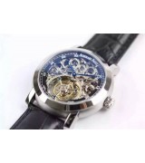 Audemars Piguet Jules Audemars Skeleton Tourbillon-Black Inner Bezel Dial-Black Leather Strap