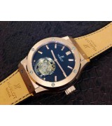 Hublot Big Bang Swiss Manual Watch Flying Tourbillon-White Dial 18K Gold- Black Leather Bracelet