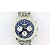 Breitling Navitimer Swiss 7750 Chronograph-Blue Dial with Stick Markers-Stainless Steel Bracelet