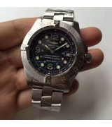 Breitling SuperOcean Swiss Automatic Watch-Black Dial with Dot Markers- Stainless Steel Bracelet