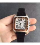 Cartier Santos 100 W20107x7 Automatic Watch 44.20MM Black Leather