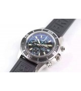 Breitling SuperOcean Swiss Automatic Chronograph-Blue Hand Black Rubber Strap